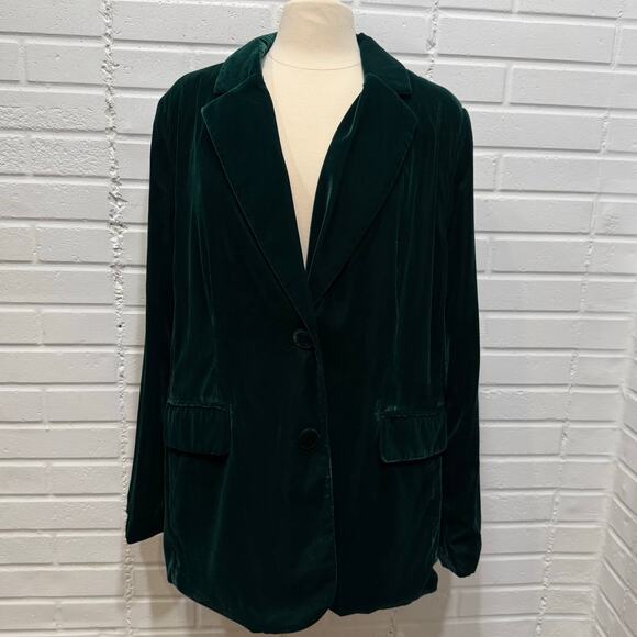 Gibson Latimer NWT Emerald Green Velvet Blazer Long Womens XXL Holiday Christmas - Picture 2 of 13